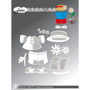 Dies/skre stencils, By Lene's BLD1729, Tilbehr til Panda BLD1727, Sommertj, sneakers, bog, blomst