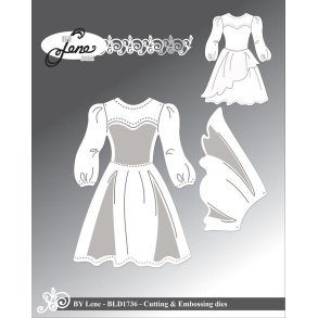 Dies/skre stencils, By Lene's BLD1736, Kjole m/skrt