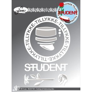 Dies/skre stencils, By Lene's BLD1740, rund ramme med teksten 