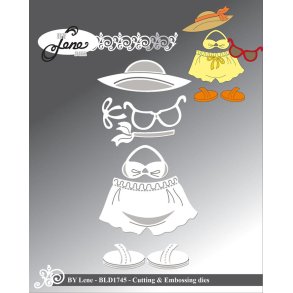 Dies/skre stencils, By Lene's BLD1745, Tilbehr til Panda BLD1727, Sommer- og badetj