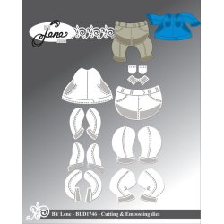 Dies/skre stencils, By Lene's BLD1746, Tilbehr til Panda BLD1727, Bukser &amp; skjorte/jakke