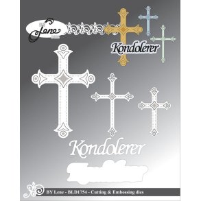 Dies/skre stencils, By Lene's BLD1754, Kors og Kondolerer