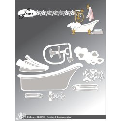 Dies/skre stencils, By Lene's BLD1758, Badekar m/tilbehr