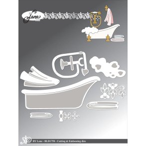 Dies/skre stencils, By Lene's BLD1758, Badekar m/tilbehr