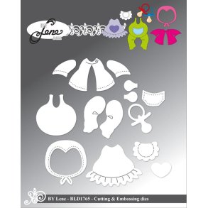 Dies/skre stencils, By Lene's BLD1765, Tilbehr til Babygrise BLD1764