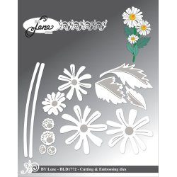 Dies/skre stencils, By Lene's BLD1772, Margueritter