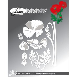 Dies/skre stencils, By Lene's BLD1774, Valmuer