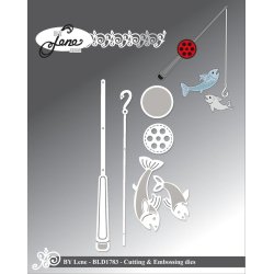 Dies/skre stencils, By Lene's BLD1783, Fiskestang &amp; fisk, is-fiskeri