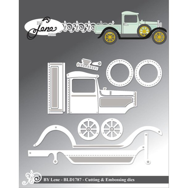 Dies/skre stencils, By Lene's BLD1787, Gammel bil