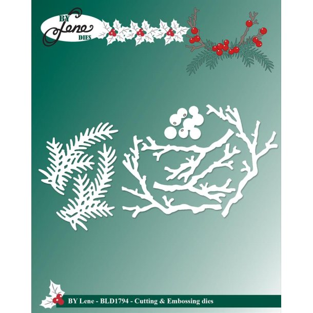 Dies/skre stencils, By Lene's BLD1794, Grene, gran &amp; br