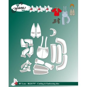 Dies/skre stencils, By Lene's BLD1797, Tilbehr til langbenet julenisse - BLD1796