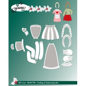 Dies/skre stencils, By Lene's BLD1798, Tilbehr til langbenet julenisse - BLD1796