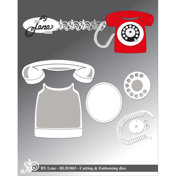 Dies/skre stencils, By Lene's BLD1803, Gammeldags telefon m/drejeskive