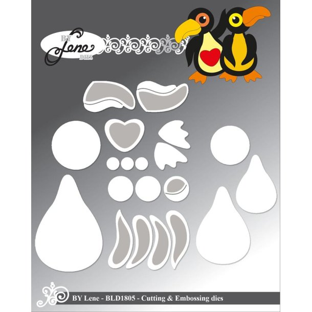 Dies/skre stencils, By Lene's BLD1805, Stor Tukan