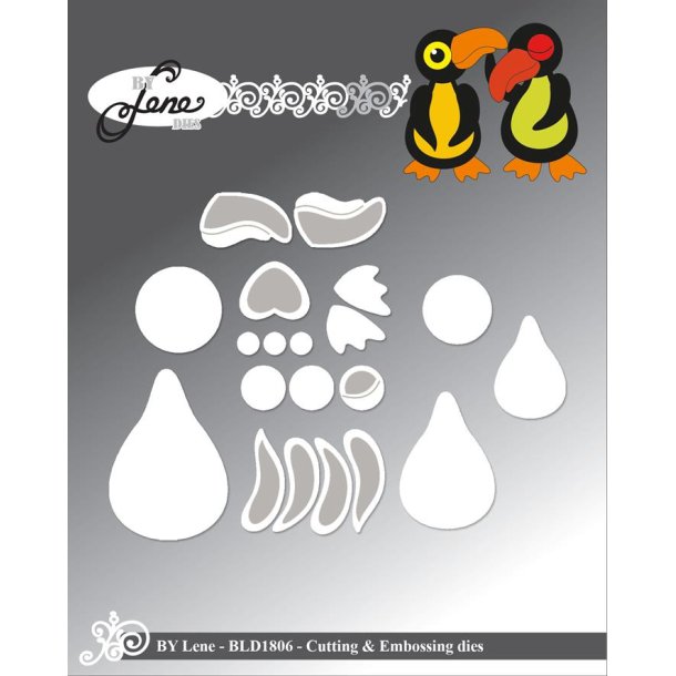 Dies/skre stencils, By Lene's BLD1806, Lille Tukan