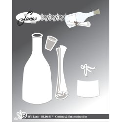 Dies/skre stencils, By Lene's BLD1807, Flaskepost/flaske &amp; papirrulle