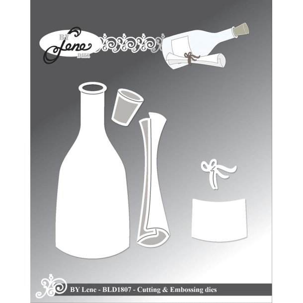 Dies/skre stencils, By Lene's BLD1807, Flaskepost/flaske &amp; papirrulle