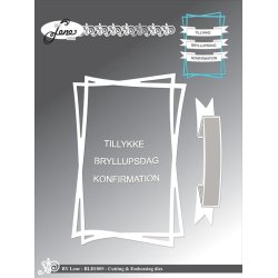 Dies/skre stencils, By Lene's BLD1809, Rammer &amp; Banner m/tekster