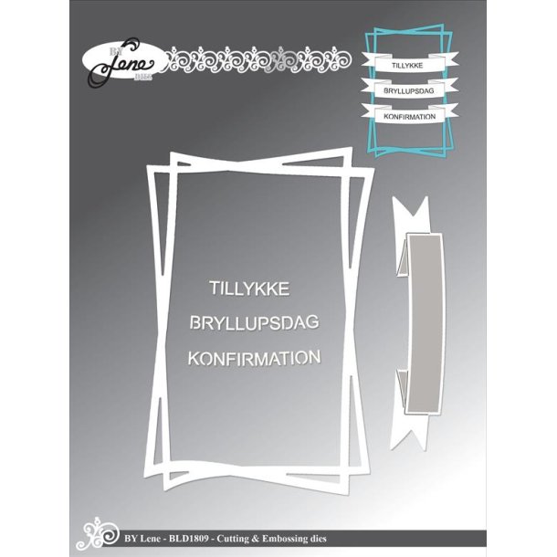 Dies/skre stencils, By Lene's BLD1809, Rammer &amp; Banner m/tekster