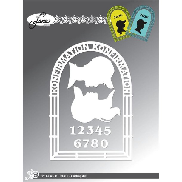 Dies/skre stencils, By Lene's BLD1810, Konfirmations-ramme &amp; silhuetter
