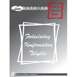 Dies/sk�re stencils, By Lene's BLD1811, Firkantede rammer &amp; 3 tekster