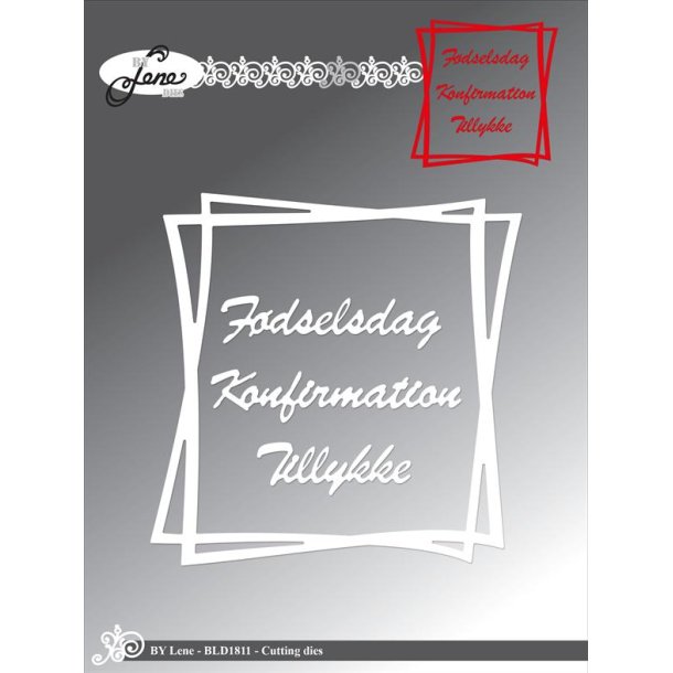 Dies/sk�re stencils, By Lene's BLD1811, Firkantede rammer &amp; 3 tekster