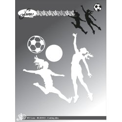 Dies/sk�re stencils, By Lene's BLD1812, pige silhuetter til fodbold &amp; h�ndbold