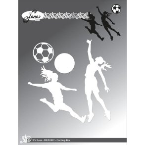 Dies/sk�re stencils, By Lene's BLD1812, pige silhuetter til fodbold & h�ndbold