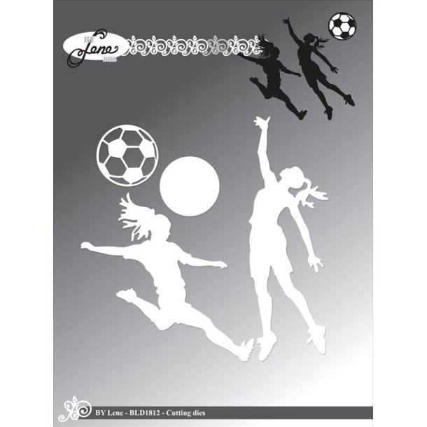 Dies/sk�re stencils, By Lene's BLD1812, pige silhuetter til fodbold &amp; h�ndbold