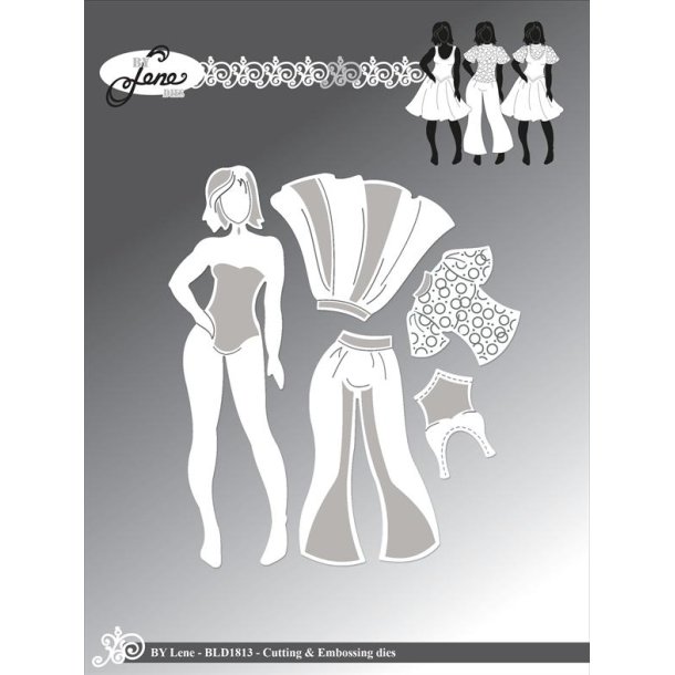Dies/sk�re stencils, By Lene's BLD1813, pige silhuet, kjole, bukser, nederdel, top &amp; bluse