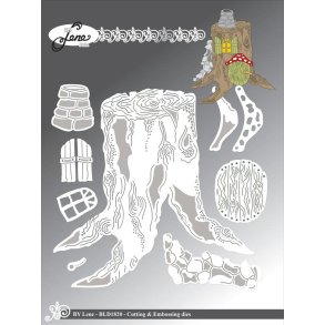 Dies/sk�re stencils, By Lene's BLD1820, Troldehus (Tr�stub) m/pynt til dekorere huset