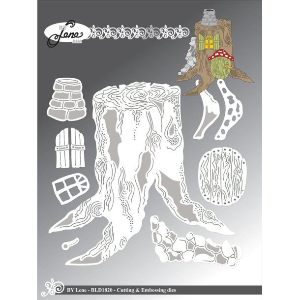 Dies/sk�re stencils, By Lene's BLD1820, Troldehus (Tr�stub) m/pynt til dekorere huset