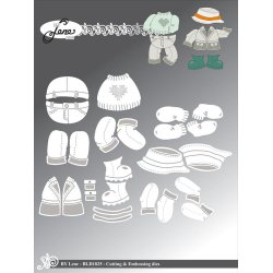 Dies/sk�re stencils, By Lene's BLD1825, Tilbeh�r til troldene (BLD1816) - st�vler, bukser, sweater, jakke, hat