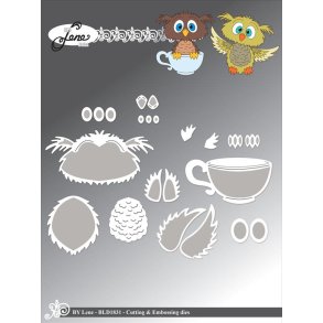 Dies/sk�re stencils, By Lene's BLD1831, Ugler & kop