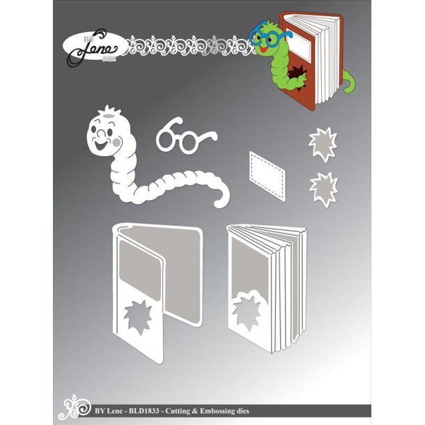 Dies/sk�re stencils, By Lene's BLD1833, Bog orm