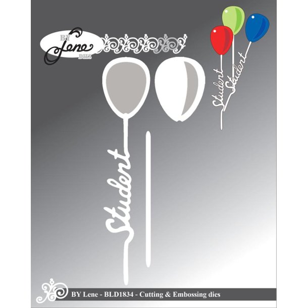 Dies/sk�re stencils, By Lene's BLD1834, Studenter ballon
