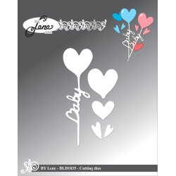 Dies/sk�re stencils, By Lene's BLD1835, Baby hjerteballon