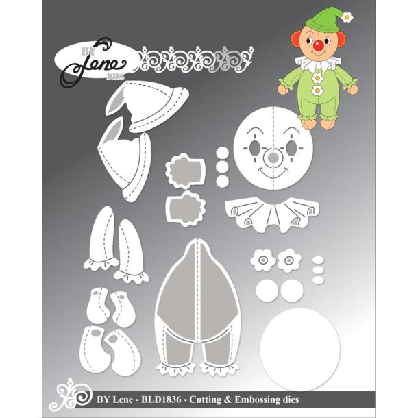 Dies/sk�re stencils, By Lene's BLD1836, Klovn, kan bruges til oph�ng