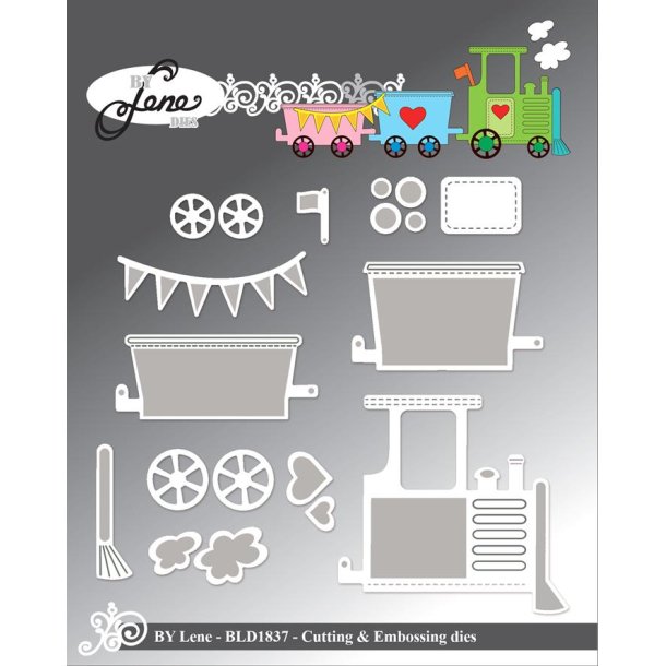 Dies/sk�re stencils, By Lene's BLD1837, Tog med vogne