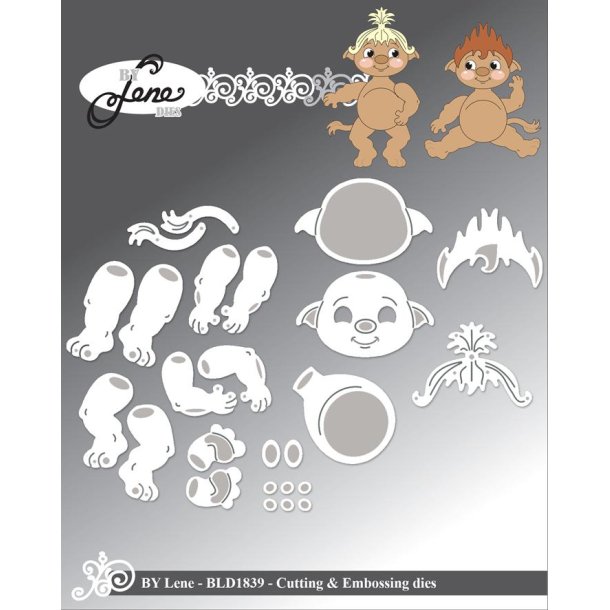Dies/sk�re stencils, By Lene's BLD1839, Troldeunger/Babytrolde