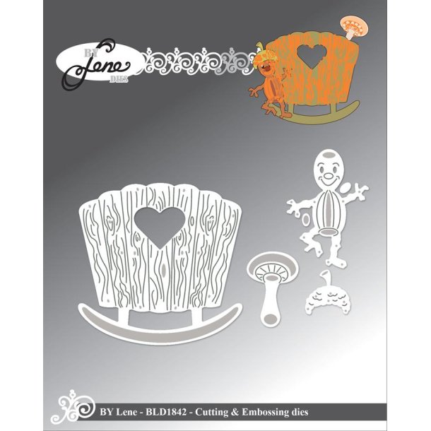 Dies/sk�re stencils, By Lene's BLD1842, Tilbeh�r til Troldeunger/Babytrolde (BLD1839), Vugge, rangle &amp; bamse