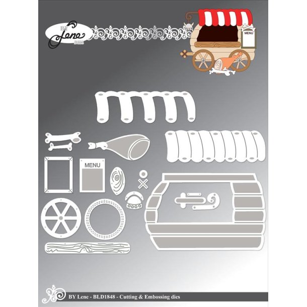 Dies/sk�re stencils, By Lene's BLD1848, Salgsvogn m/tilbeh�r