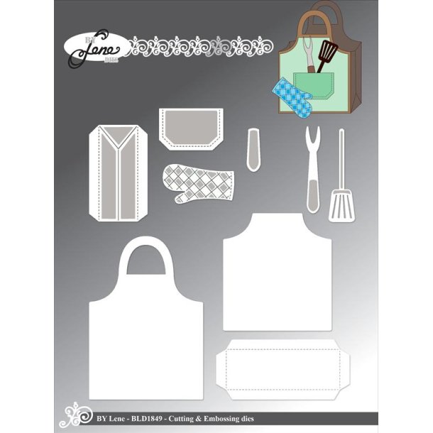 Dies/sk�re stencils, By Lene's BLD1849, Forkl�de, grill tilbeh�r &amp; lille �ske