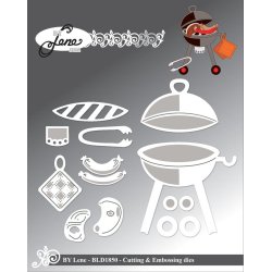 Dies/sk�re stencils, By Lene's BLD1850, Kuglegrill m/tilbeh�r