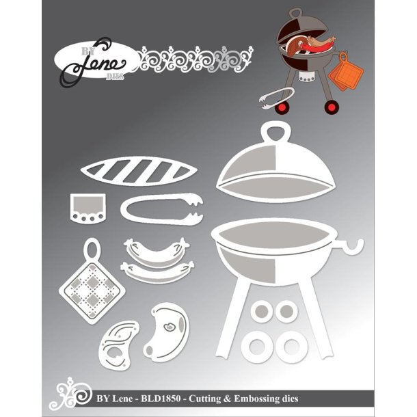 Dies/sk�re stencils, By Lene's BLD1850, Kuglegrill m/tilbeh�r