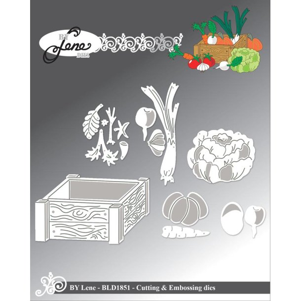 Dies/sk�re stencils, By Lene's BLD1851, Tr�kasse m/gr�ntsager