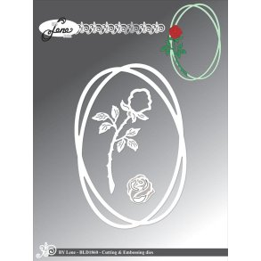 Dies/sk�re stencils, By Lene's BLD1860; Oval ramme & rose