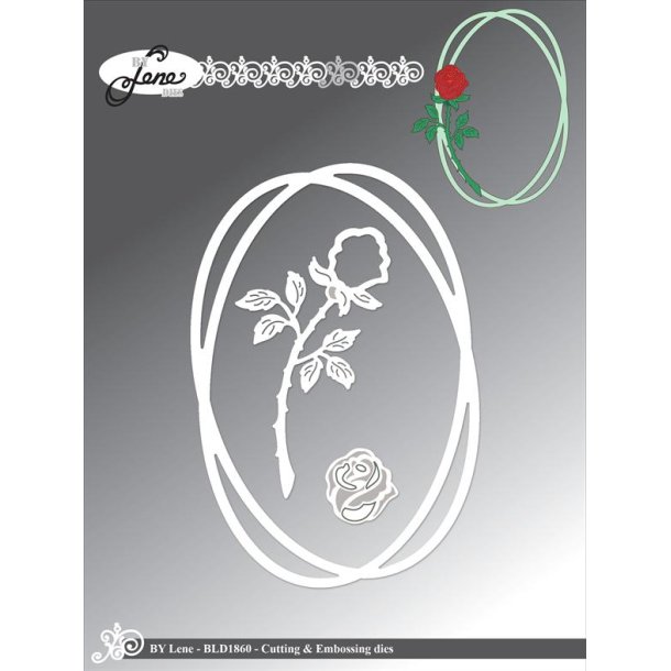 Dies/sk�re stencils, By Lene's BLD1860; Oval ramme &amp; rose