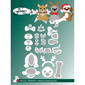 Dies/sk�re stencils, By Lene's BLD1879, Jule hunde m/masser af tilbeh�r