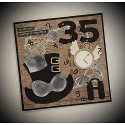 Dies/sk�re stencils, By Lene's BLD1872 - Steampunk; H�j hat, svejsebriller &amp; klips